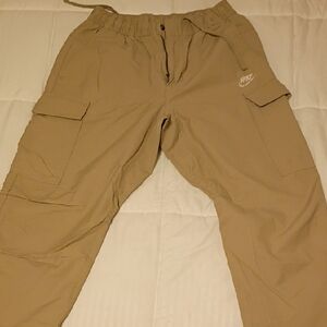 Nike Men's Cargo Pants in Khaki with White Logo